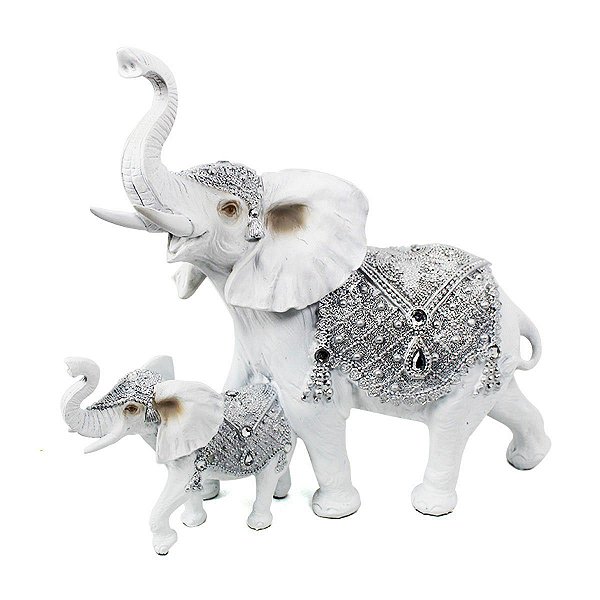 Duo Elefante Branco Decorativo