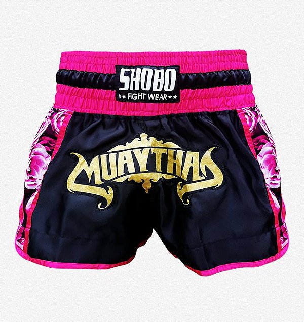 Short Muay Thai Feminino Rosas - Shobo Fight Wear