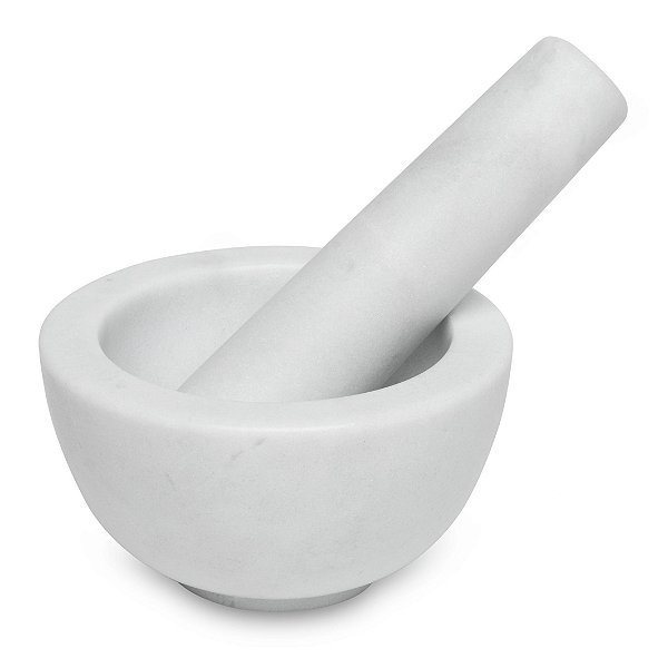 Pilão com socador em Mármore Branco
