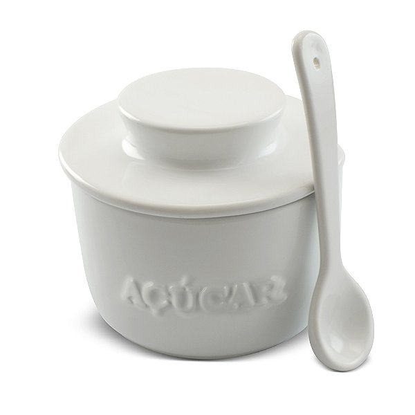Açucareiro com colher - 350gr - Branco