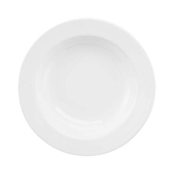 Conjunto com 6 Pratos Fundos 23cm com Aba -Porcelana Branca