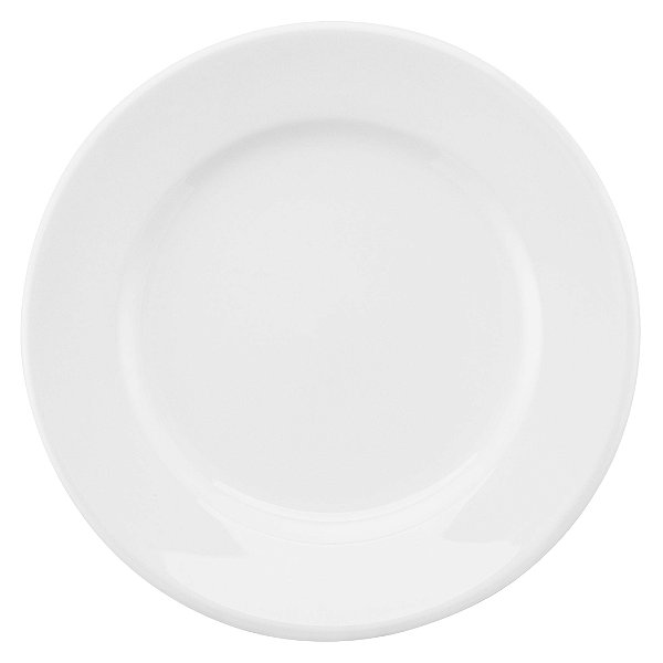 Conjunto com 6 Pratos Rasos 26cm com Aba - Porcelana Branco
