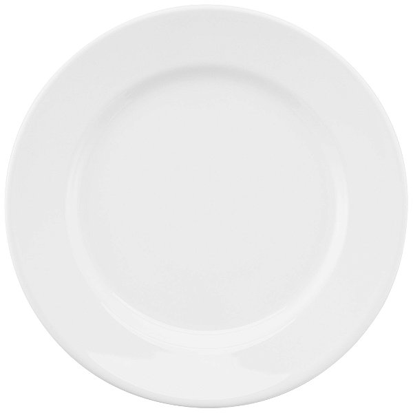 Conjunto com 6 Pratos Rasos 28cm com Aba - Porcelana Branco