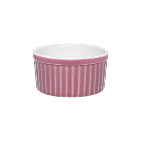 Tigela Ramequin 10X5cm - 180ml Branco/Rosa
