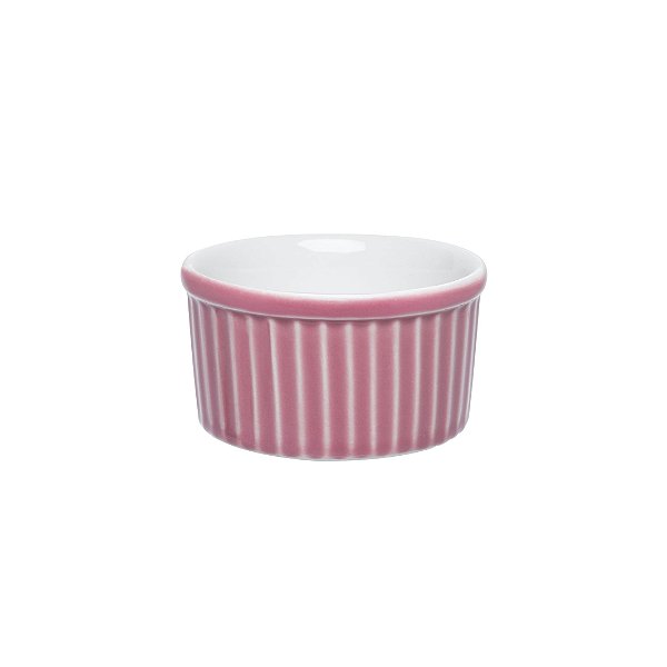 Tigela Ramequin 8X4cm - 100ml Branco/Rosa
