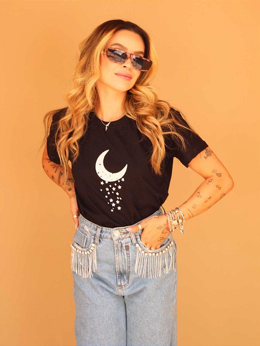 Tshirt Lua Estrelas Preta