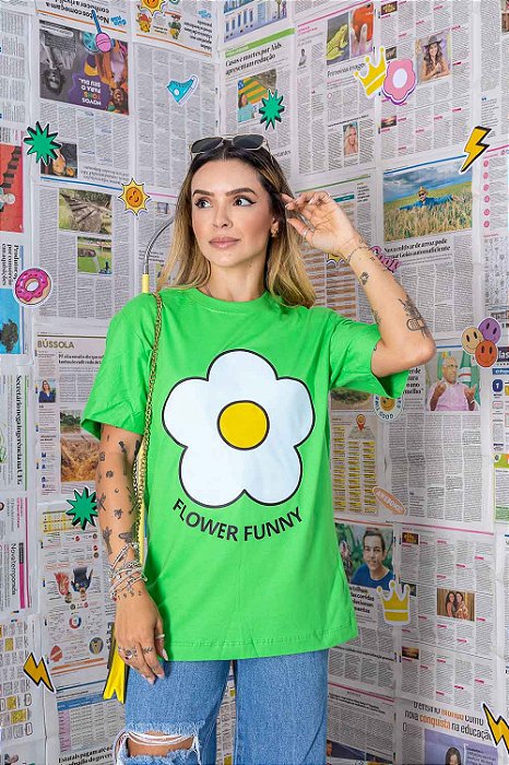 Tshirt Max Flor Flower Funny - Verde Cana