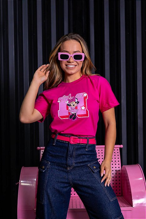 Tshirt Minnie M - Rosa Fucsia