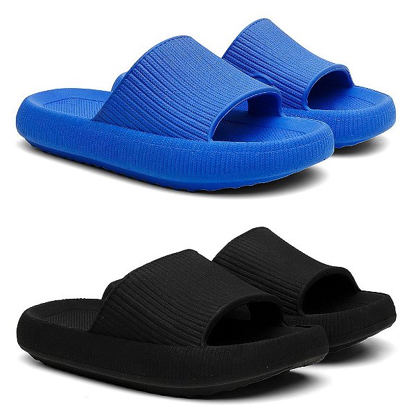 Kit 2 Chinelos Nuvem Slide Flexível Confortável Moderno - Valentina K
