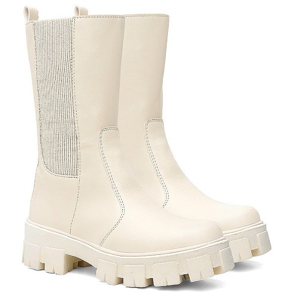 Bota Chelsea Feminina Tratorada Cano Longo Conforto Casual-OFF