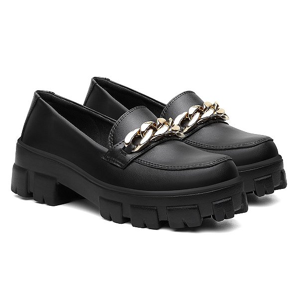 Mocassim Tratorado Feminino Preto-7207