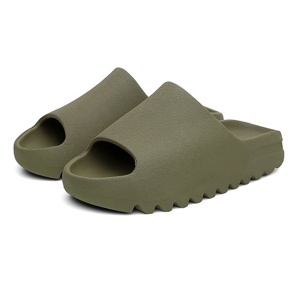 Chinelo Nuvem Slide Mion Tratorado Flexível Confortável Verde Militar - Valentina K