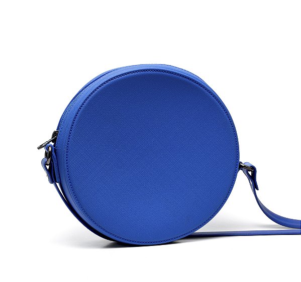 Bolsa Roma Feminina Transversal Mini Bag Zíper Redonda Moderna Azul Royal