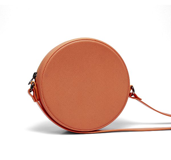 Bolsa Roma Feminina Transversal Mini Bag Zíper Redonda Moderna Laranja