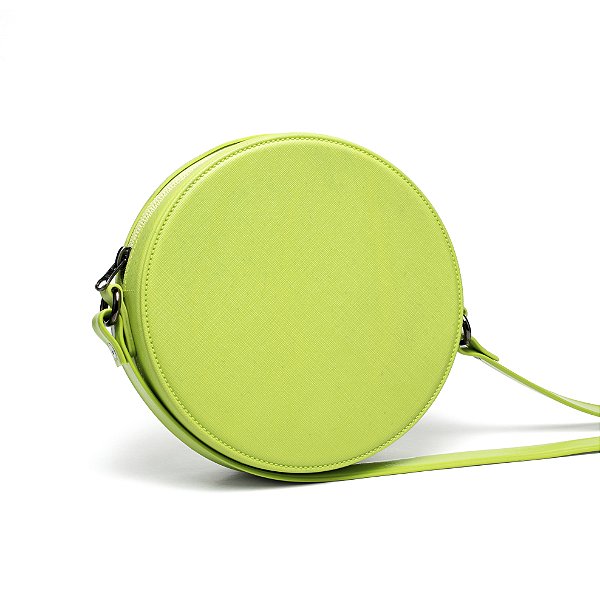 Bolsa Roma Feminina Transversal Mini Bag Zíper Redonda Moderna Verde Claro