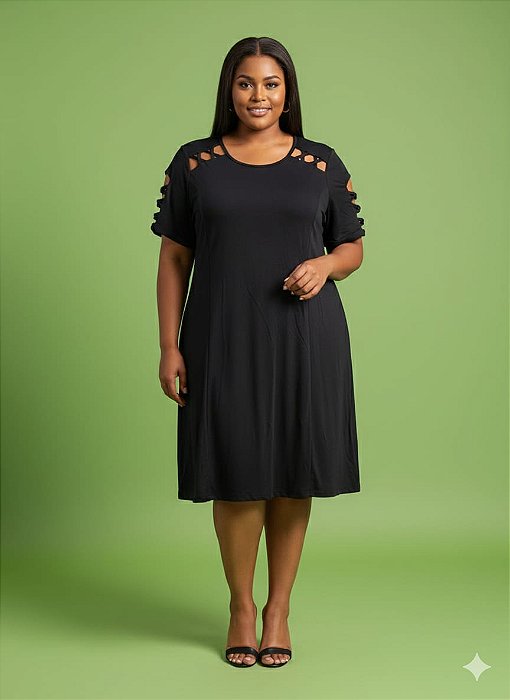 Vestido Manga Curta Visco 7743