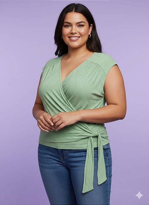 Blusa Manga Japonesa Transpassada 7948