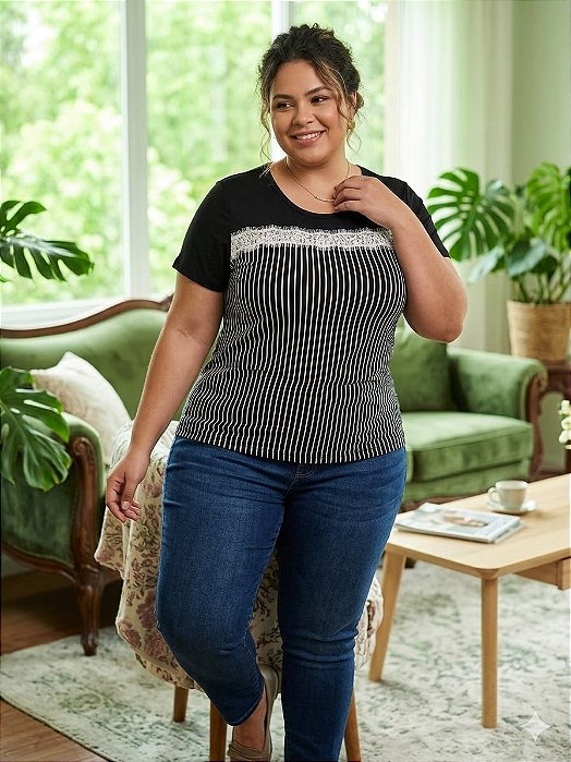 Blusa Manga Curta Visco 06108