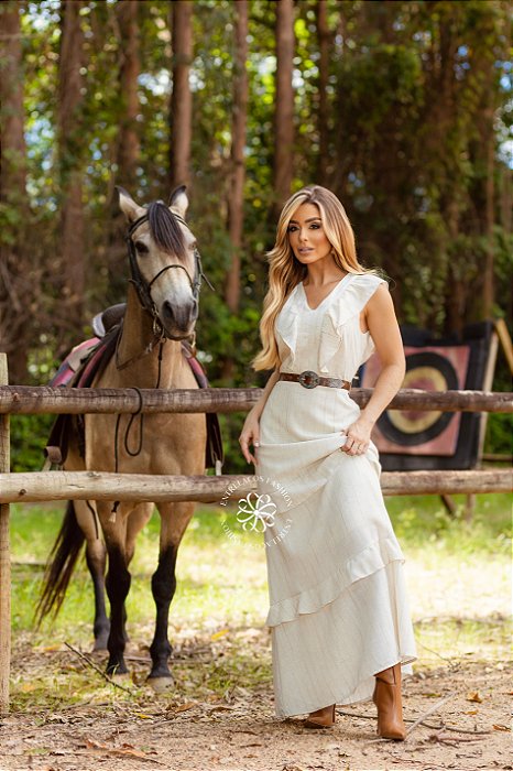 VESTIDO CLEO - LISTRA BEGE