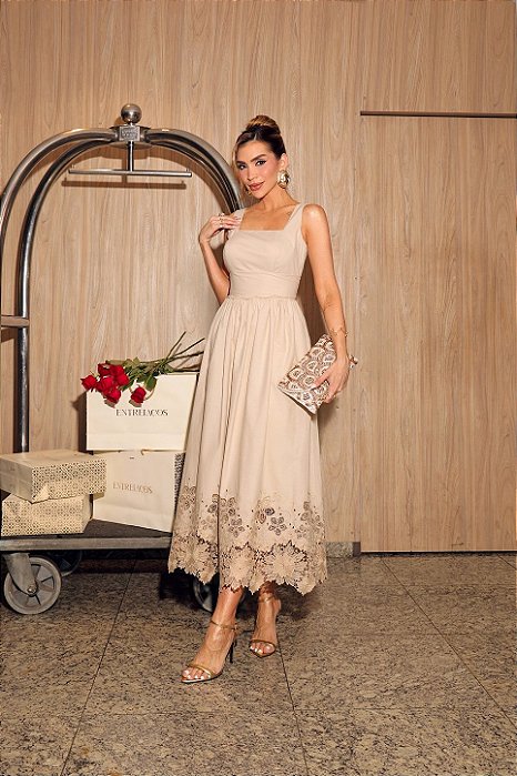 PRÉ VENDA VESTIDO ANTONELA BEGE