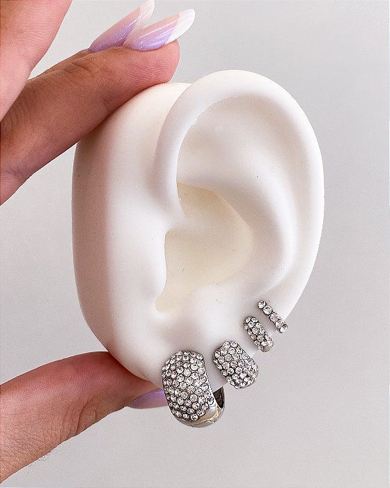 Argolinha Strass Prata