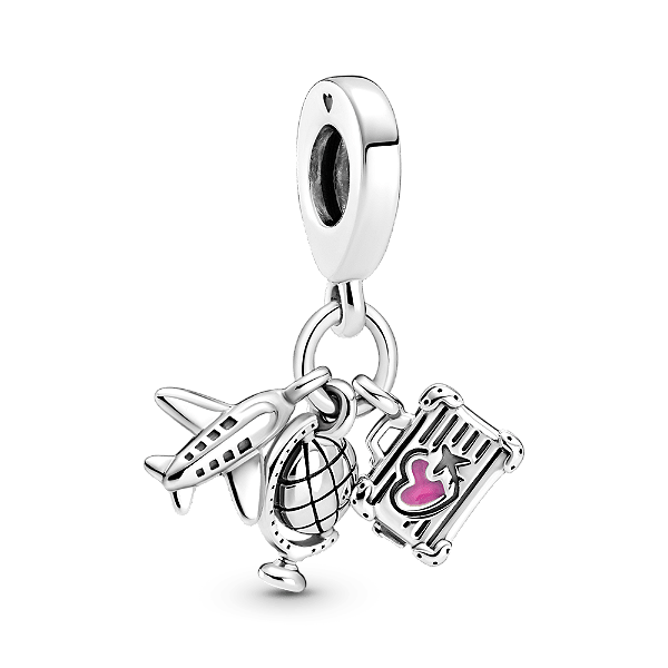 Charm Pendente Aviao Globo E Mala