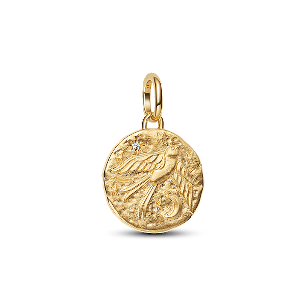 Charm Medalhão Andorinha Dourado