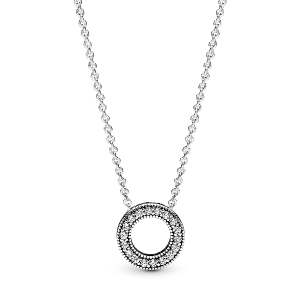 Colar de Prata Círculo Logo e Pavé