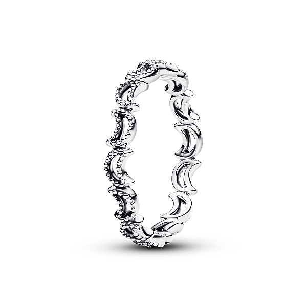 Anel De Prata Pequena Lua Brilhante