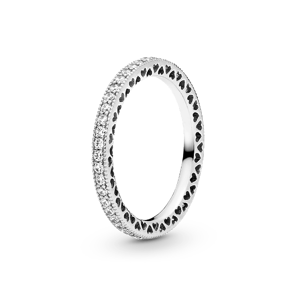 Anel Meia Aliança Prata Corações Radiantes