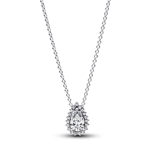 Colar Prata Zirconia Tipo Gota Brilhante