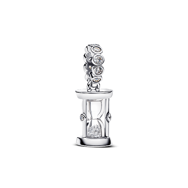 Charm Prata Pendente Ampulheta Brilhante