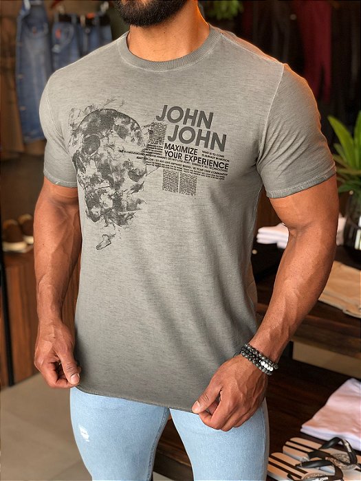 CAMISETA JOHN JOHN CINZA CAVEIRA CENTRAL - HENRI STORE MULTIMARCAS