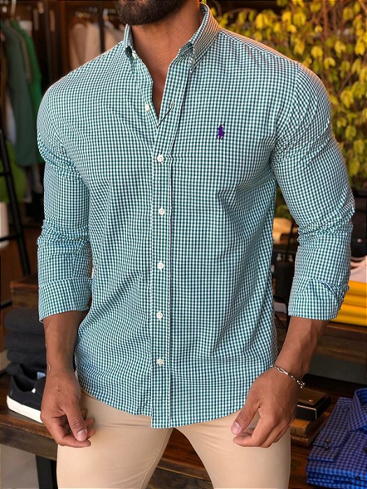 CAMISA RALPH LAUREN XADREZ ROSA ML PONEI VERDE - HENRI STORE MULTIMARCAS