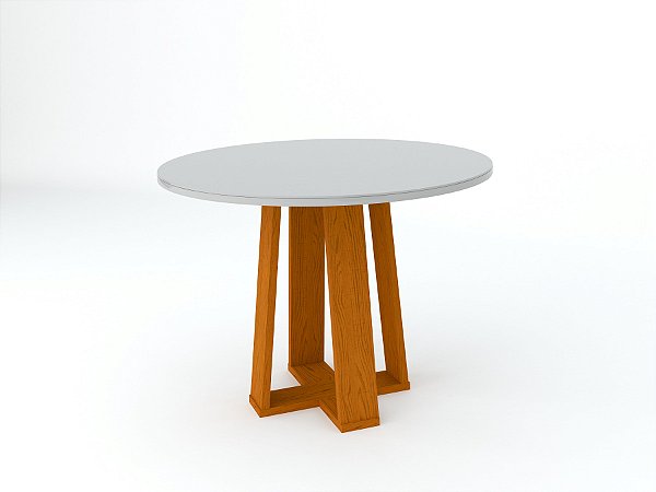 Mesa 4 Lugares Isabela 100X100 Tampo Redondo Ypê/ Off White - NEW CEVAL