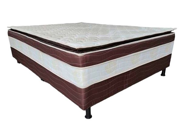 Cama Box Casal com Pillow Premiun 138X188X64 D28 marrom/off white - BONSONO