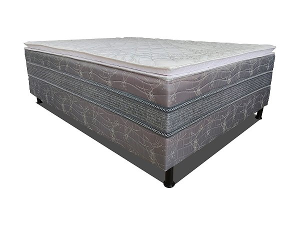 Cama Box Casal Uniconfort com Pilow 138X188X64 D28 Cinza - BONSONO