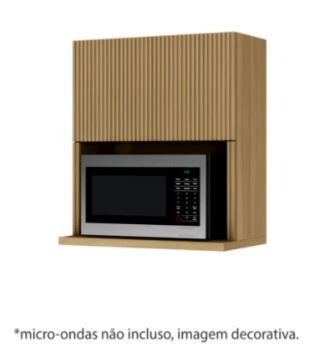 Armário Aéreo 1 Porta Ripado Micro-ondas Rainha 100% MDF Nature - NESHER