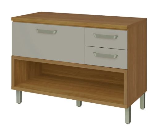 Balcão 01 Porta 02 Gaveta  Princesa 100% MDF Freijo-Off White - NESHER
