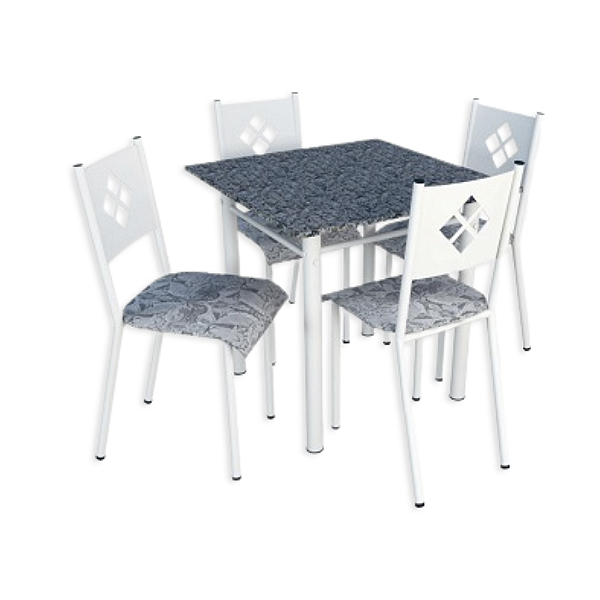 Conjunto Mesa 4 Cadeiras Gravatá 75X75 Branco -INCOMEL
