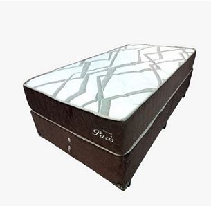 Cama Box Conjunto Viúva Molas Ensacadas Paris Base Colchão 108X198X56 D26 marrom/branco - TOPÁZIO