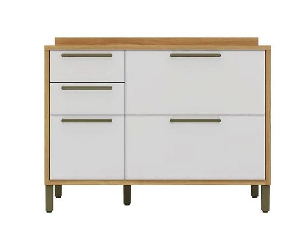 Balcão 2 Portas 3 Portas Syrah 100% MDF Amêndoa/ Branco - RIO DOCE