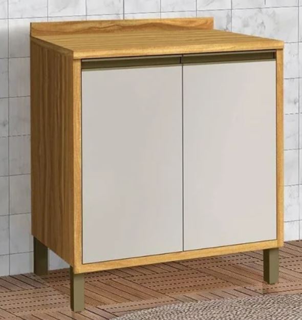 Balcão 2 Portas Tempranillo 100% MDF Amêndoa/ Off White - RIO DOCE