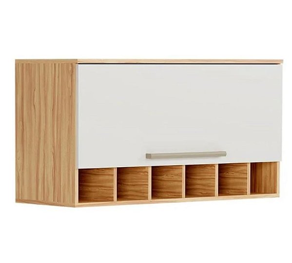 Armário Aéreo Simples 1 Porta Napole Prime 100% MDF Amêndoa/ Off White - RIO DOCE