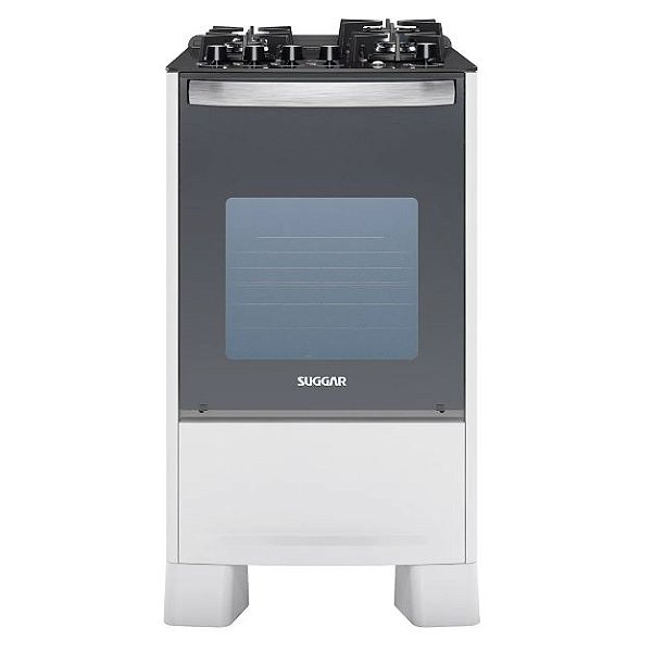 Fogão 4 Bocas Master Grill FGVMTG412 Mesa de Vidro  Branco - ESMALTEC