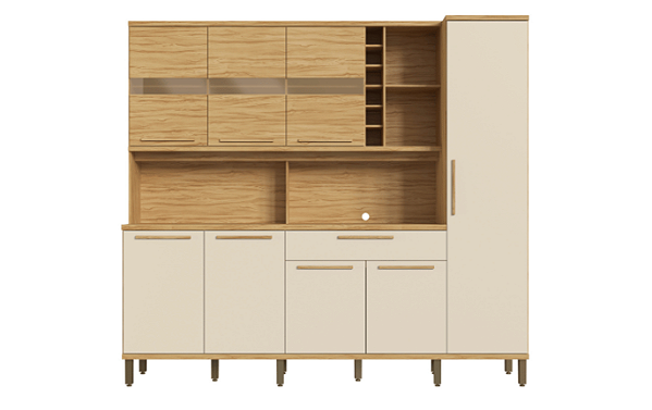 Kit Cozinha 8 Portas 1 Gaveta Touriga 100% MDF Amêndoa Off White - RIO DOCE