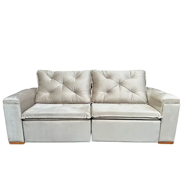 Sofá Pallace Retrátil e Reclinável 2.30cm Tecido Veludo Caramelo - CONCEITO ESTOFADOS