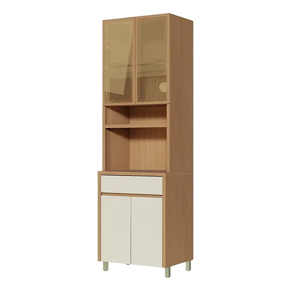 Paneleiro Cristaleira Reflecta 4 Portas Condessa 10% MDF Carvalho Greice - NESHER