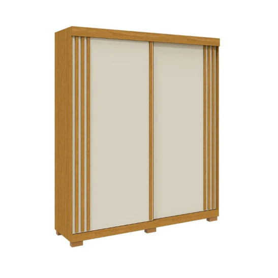 Roupeiro 2 Portas 3 Gavetas Athenas MDF Cinamomo Off White - ACP MÓVEIS