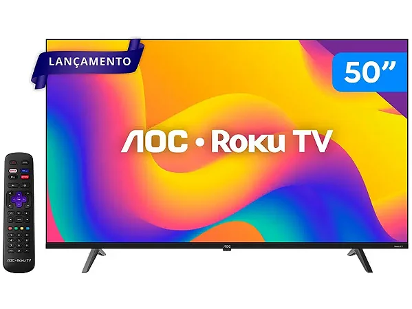 Smart TV 4K 50U7045/78G ROKU 3HDMI 1USB Preta - AOC